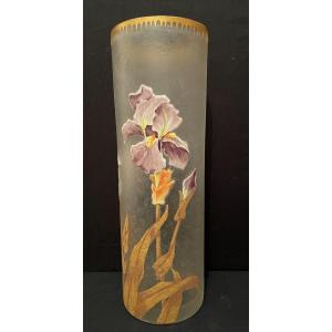 Legras Montjoye Cristallerie De Saint Denis Vase Art Nouveau  Aux Iris Vers 1900