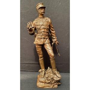 Bronze Officier De Hussard Sur la Brêche par Charles Anfrie XIXème