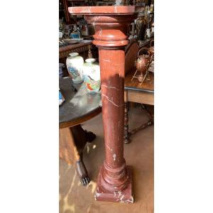 Red Marble Bolster Column Napoleon III Nineteenth Century