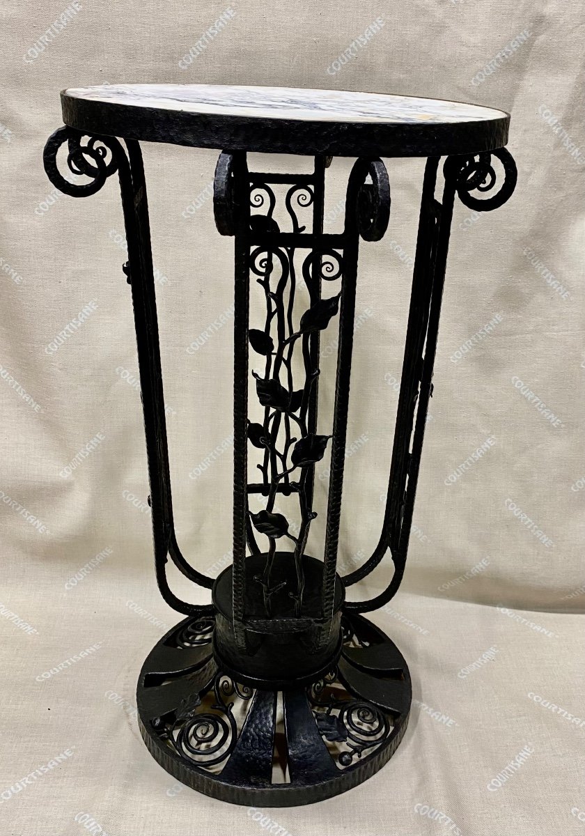 Paul Kiss (1895-1962) Circular Wrought Iron Pedestal Table-photo-3