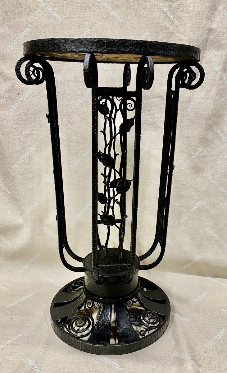 Paul Kiss (1895-1962) Circular Wrought Iron Pedestal Table-photo-4