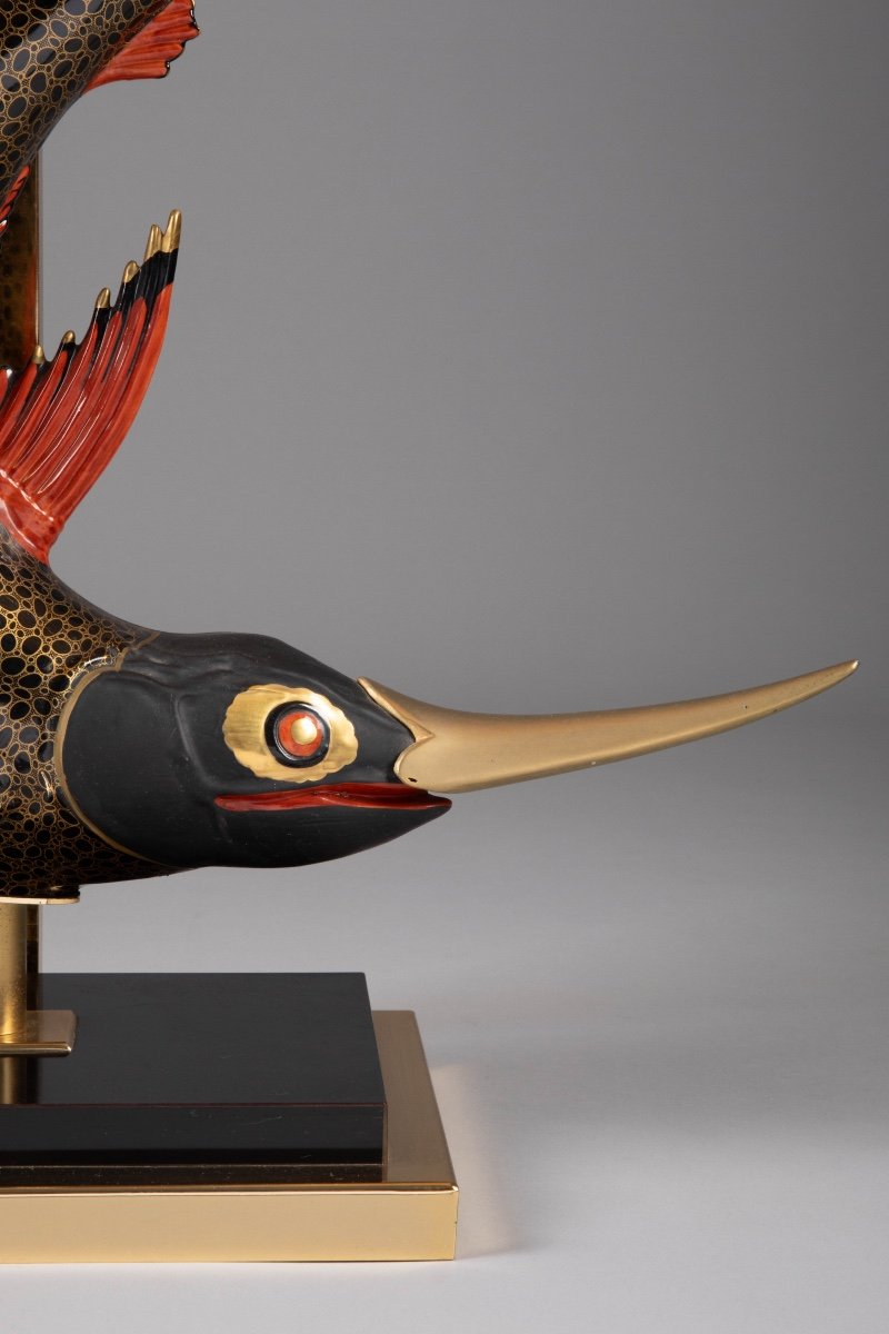 Lampe Ornée d'Un Espadon Japonisant.-photo-4