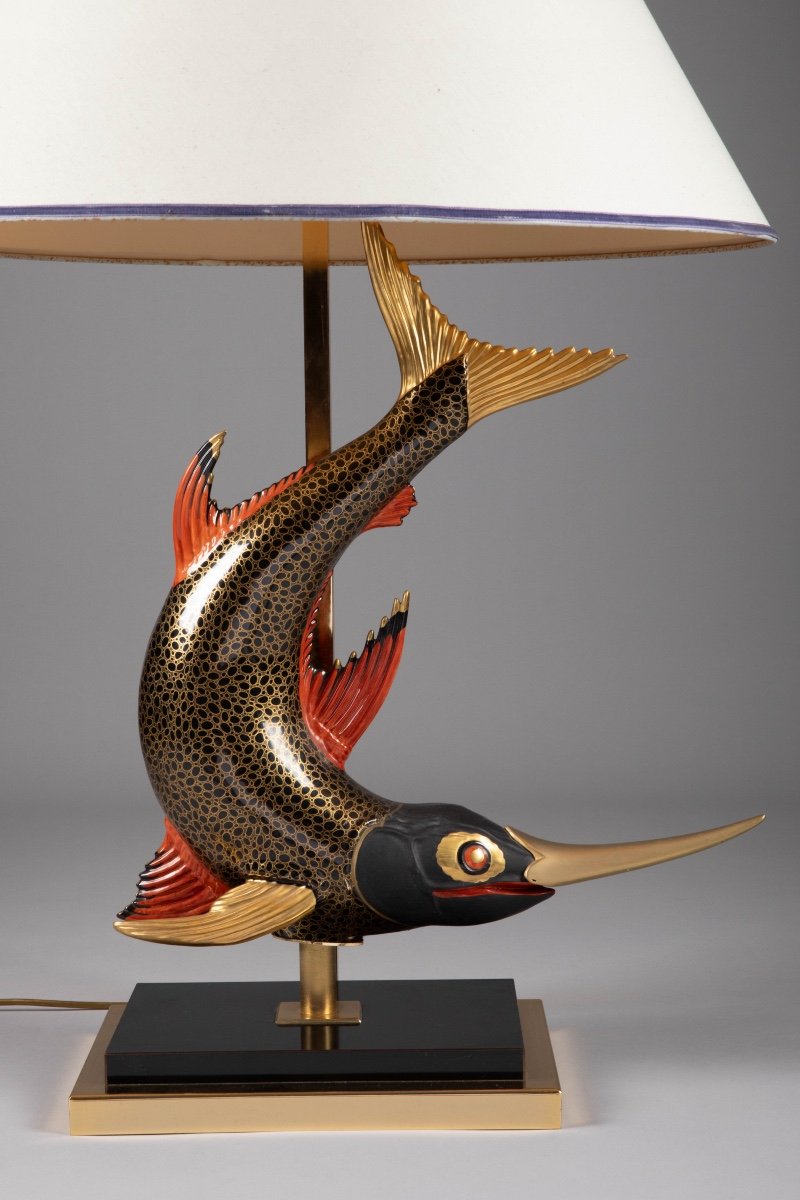 Lamp Decorated With A Japanese Swordfish.-photo-1