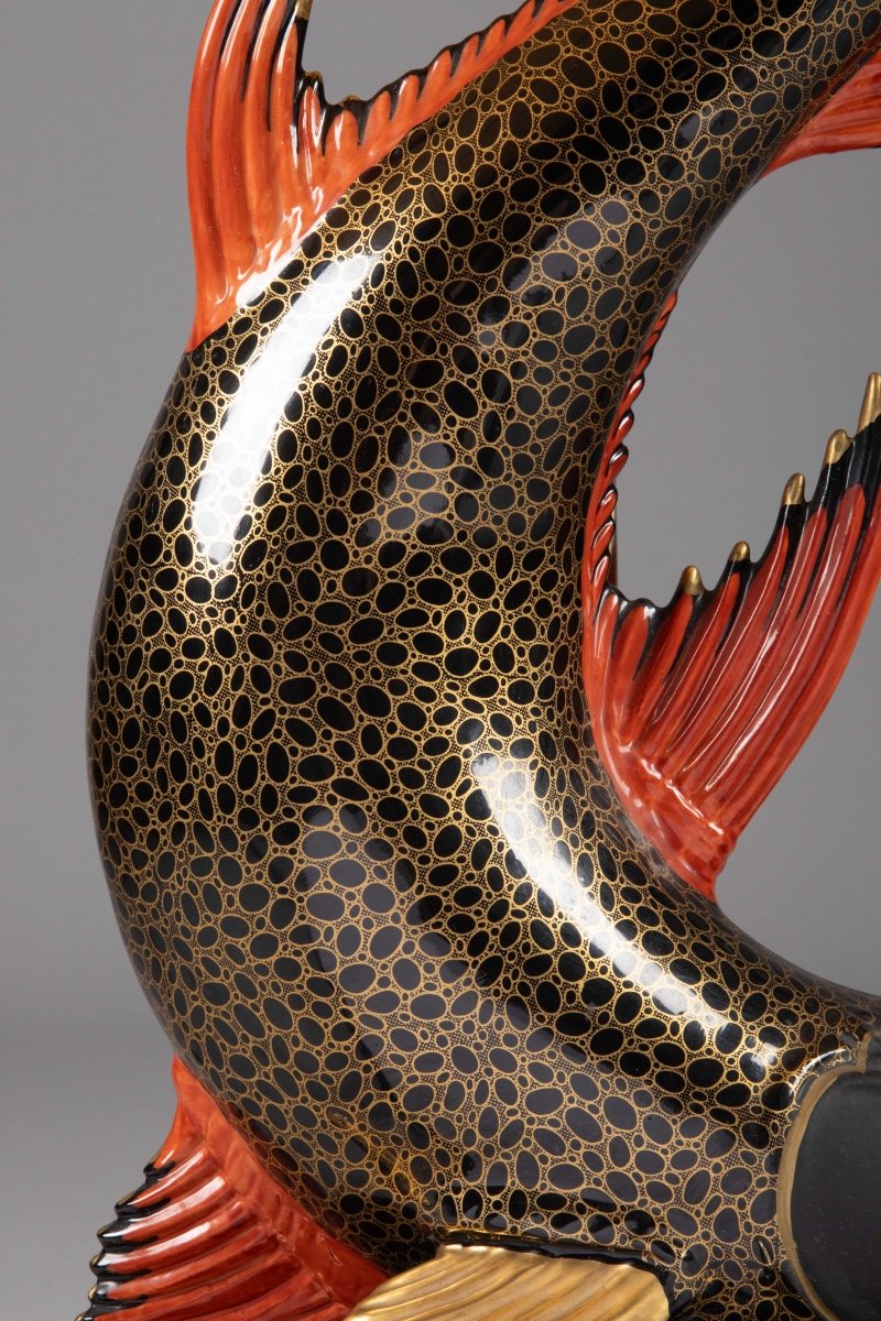 Lampe Ornée d'Un Espadon Japonisant.-photo-4