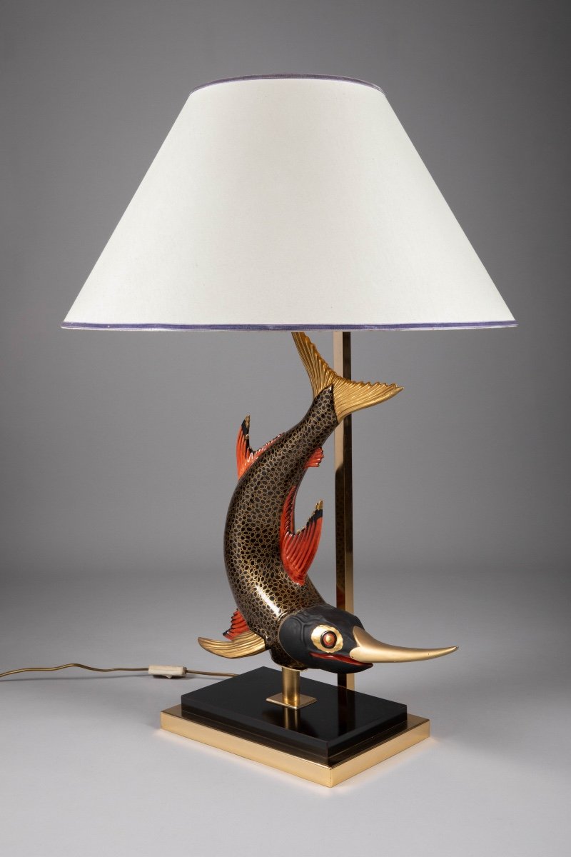 Lamp Decorated With A Japanese Swordfish.-photo-5