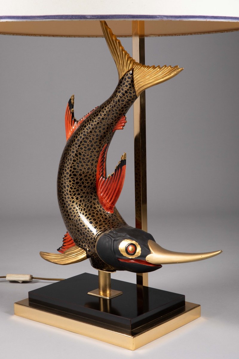 Lamp Decorated With A Japanese Swordfish.-photo-6