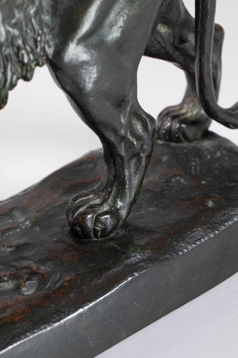 Alfred Barye (1839-1882) Lion Marchant Bronze -photo-3