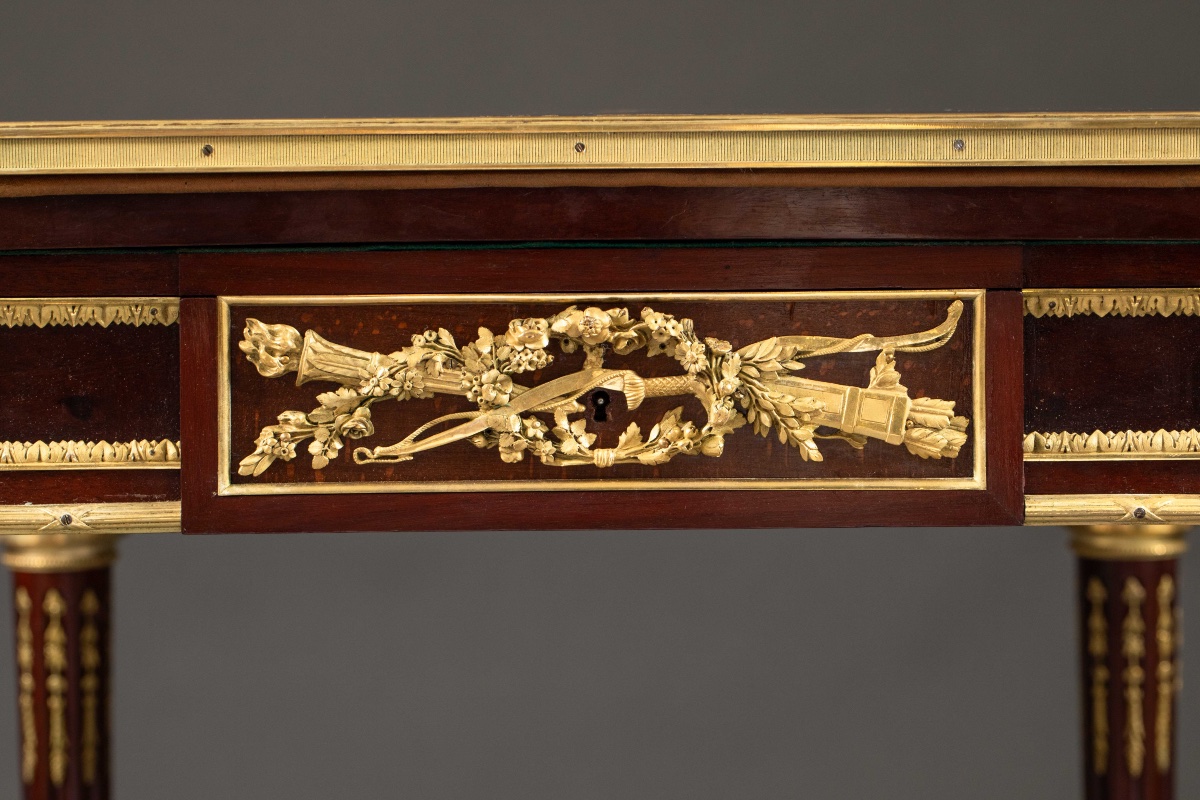 Table à Jeux  En Acajou Et Bronze Doré-photo-1