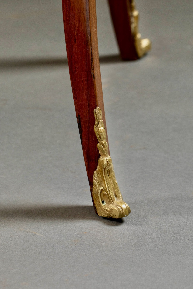 Napoleon III Period Tea Table In Rosewood And Gilded Bronze-photo-2