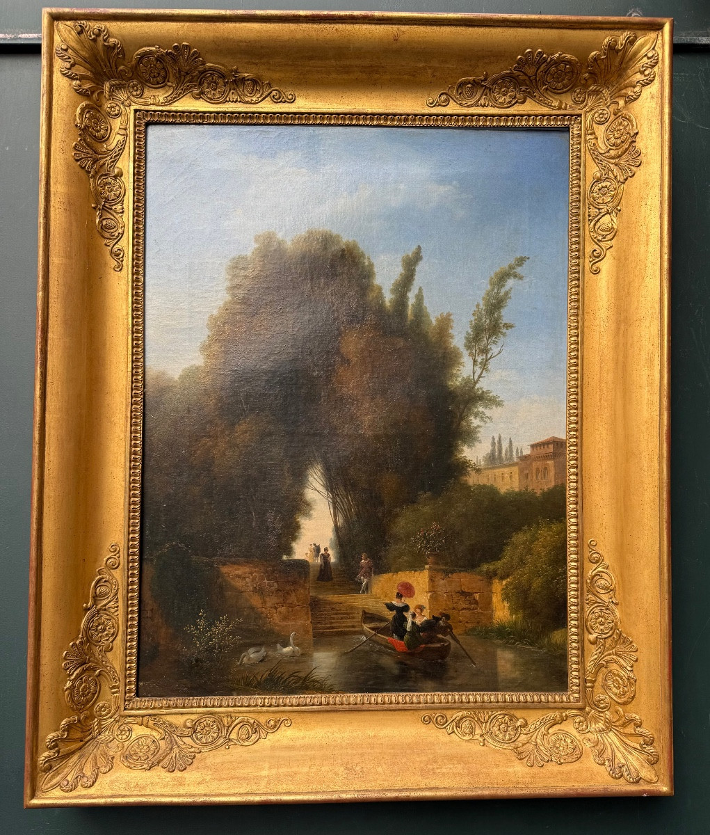 Oil On Canvas, Romantic Scene, 19th Century