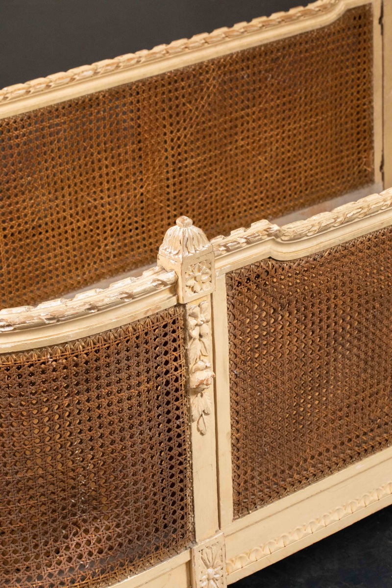 Louis XVI Style Child's Bed With Beige Molded Wood Cane -photo-7