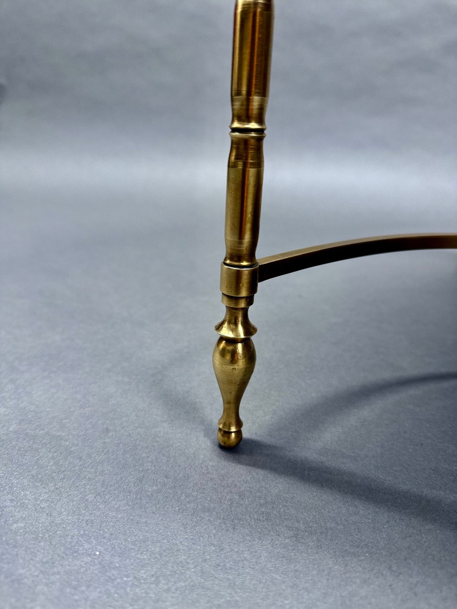  Table Basse Bronze Décor Palmier, Plateau Laque De Chine Rouge Style Maison Baguès "1950/70-photo-6