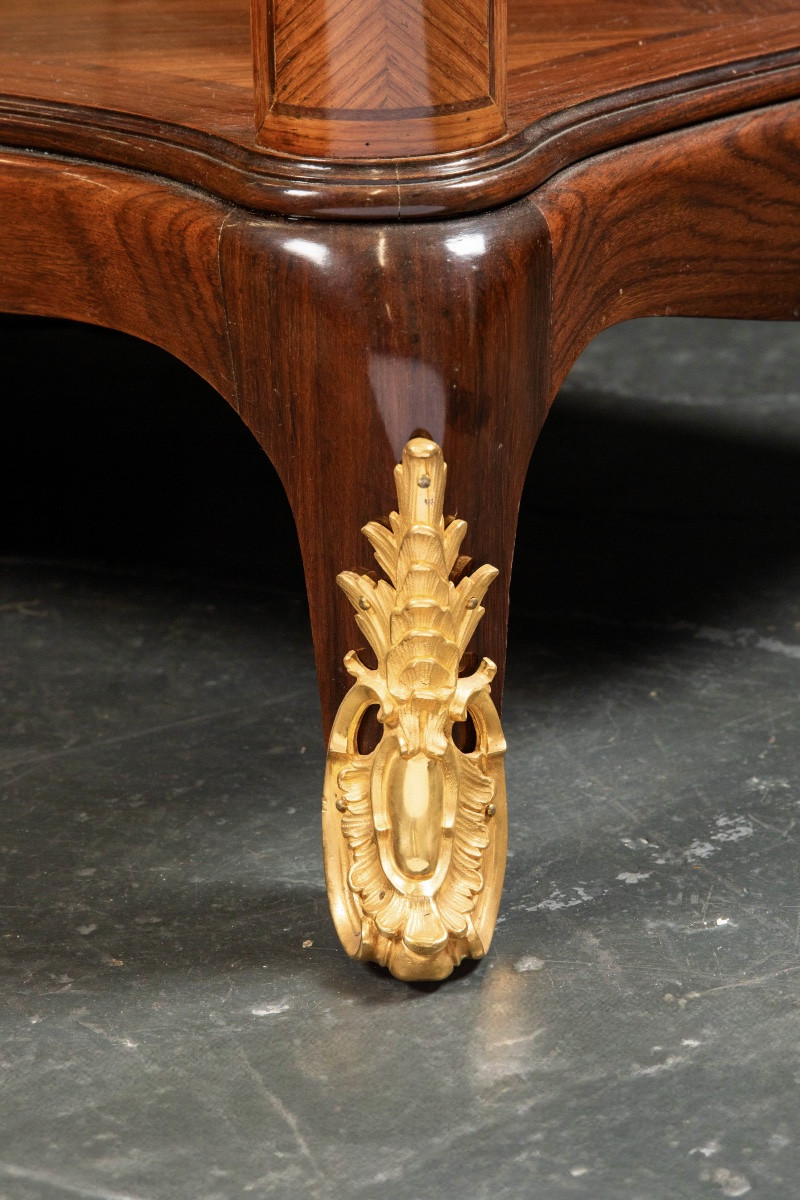 Marquetry And Gilt Bronze Sideboard – Louis XV/louis XVI Style, Late 19th Century-photo-3