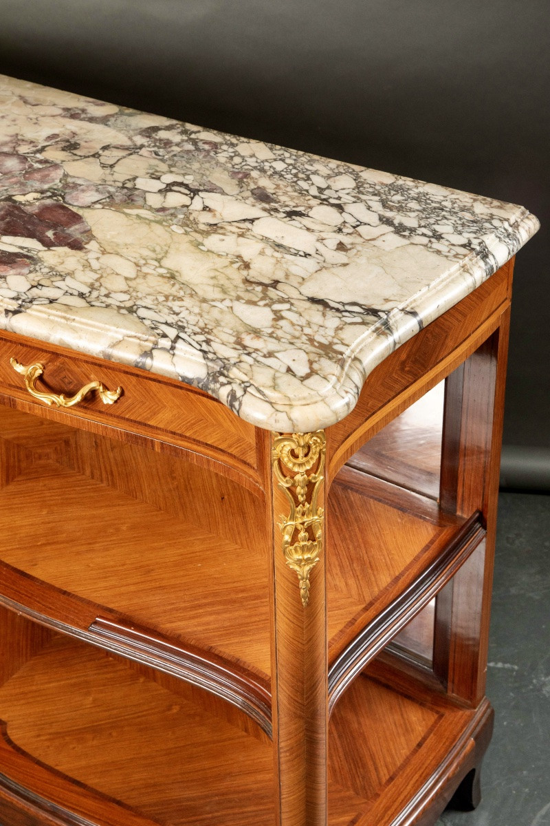 Marquetry And Gilt Bronze Sideboard – Louis XV/louis XVI Style, Late 19th Century-photo-1