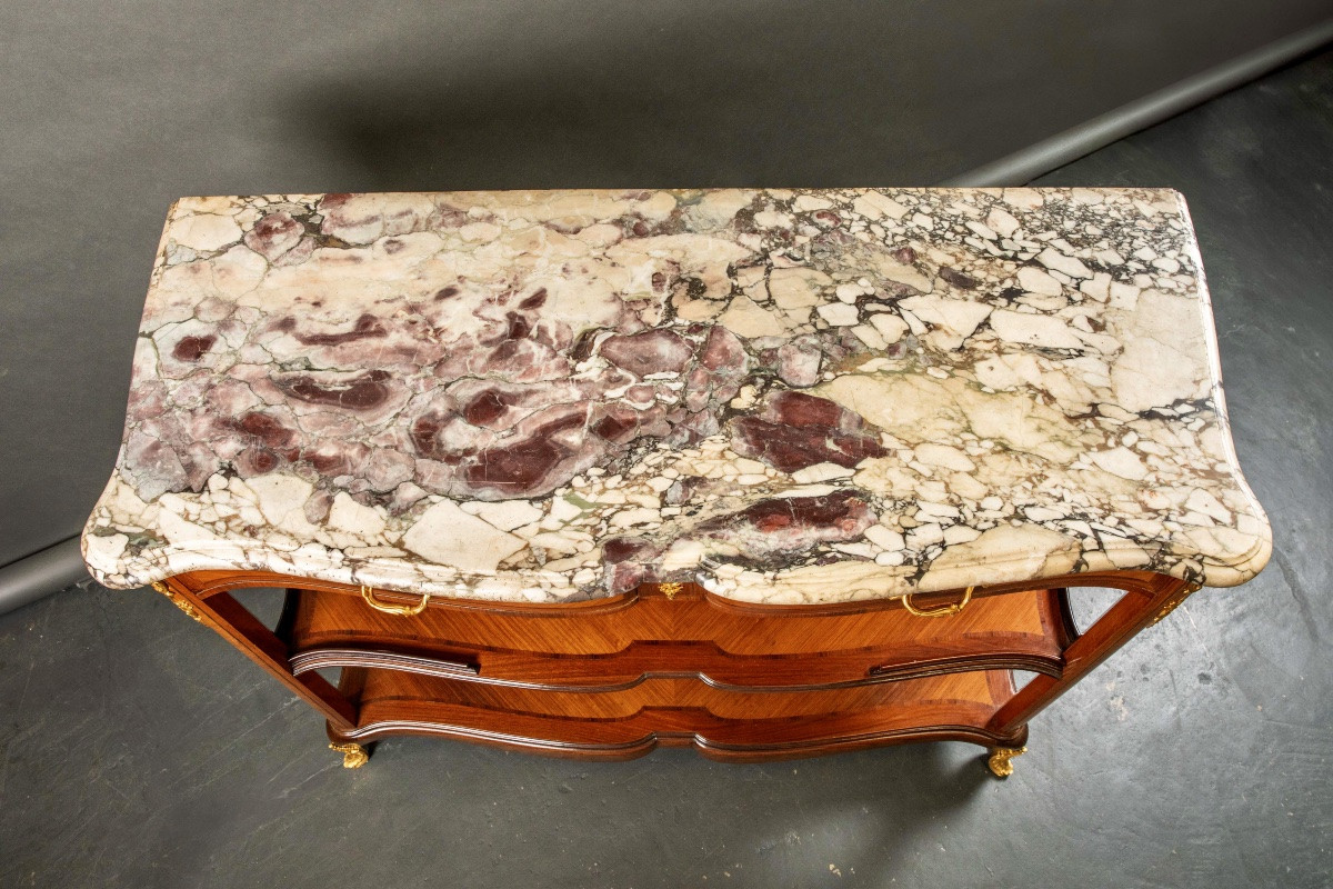 Marquetry And Gilt Bronze Sideboard – Louis XV/louis XVI Style, Late 19th Century-photo-2