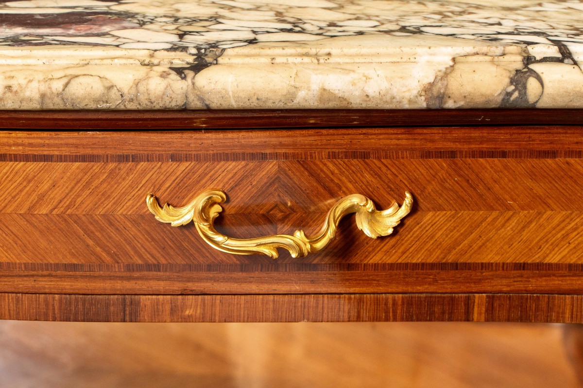 Marquetry And Gilt Bronze Sideboard – Louis XV/louis XVI Style, Late 19th Century-photo-4