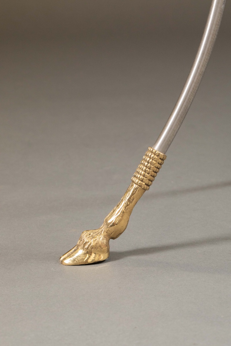 Jansen-style Brass And Steel Side Table With Glass Top-photo-4