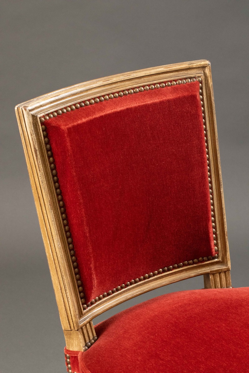 Suite de six chaises de style Louis XVI, travail du XXᵉ -photo-4