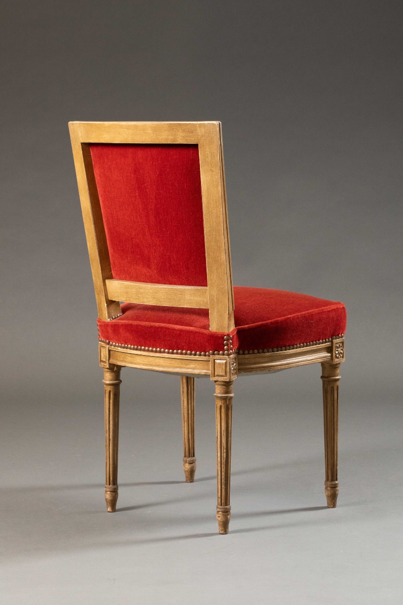 Suite de six chaises de style Louis XVI, travail du XXᵉ -photo-6