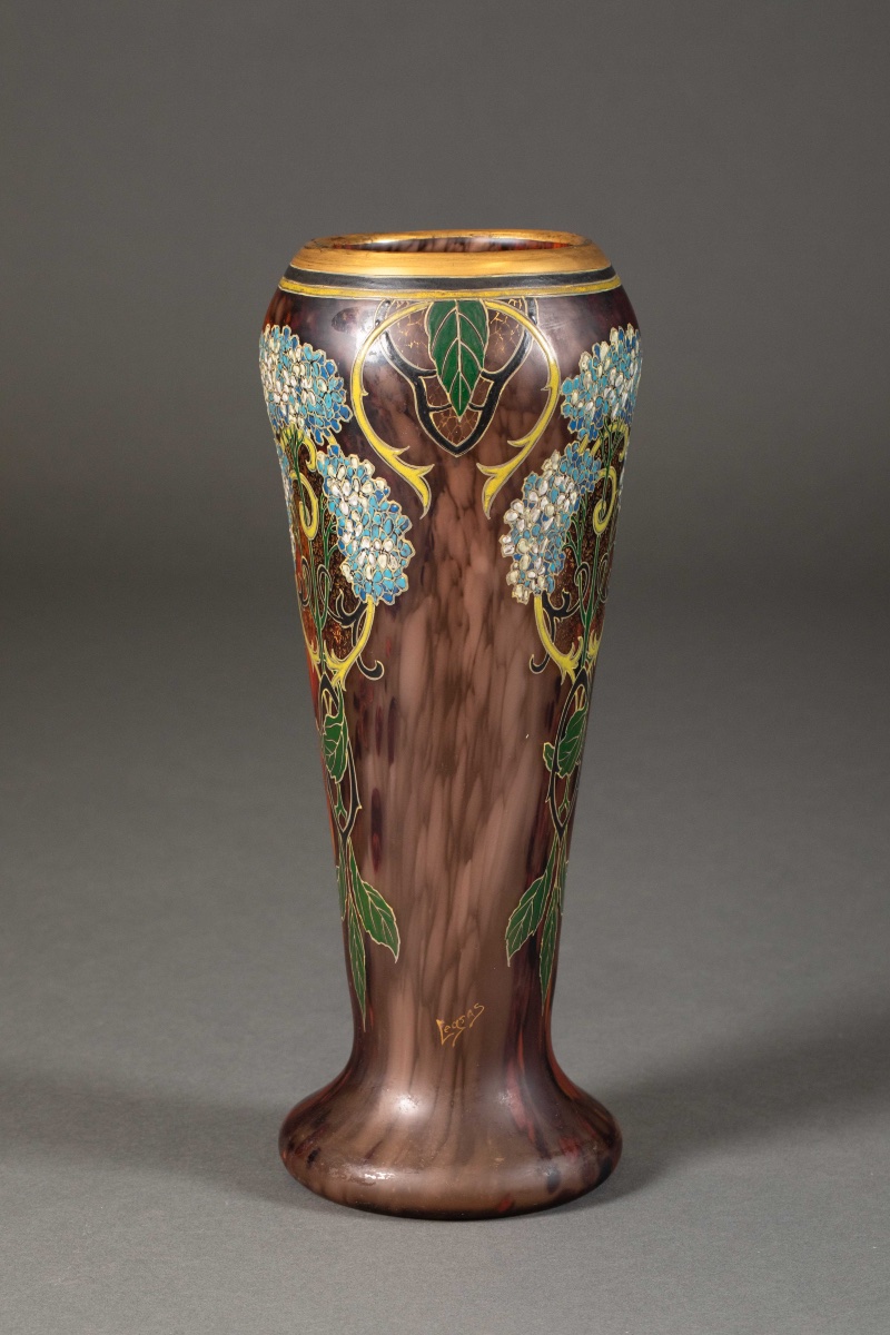 Art Nouveau Vase In Enameled Glass -photo-1