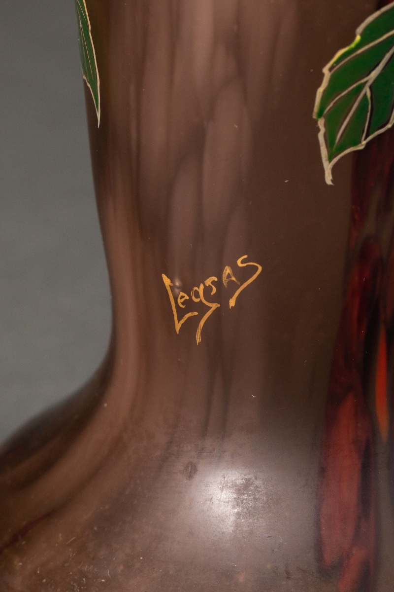 Art Nouveau Vase In Enameled Glass -photo-2