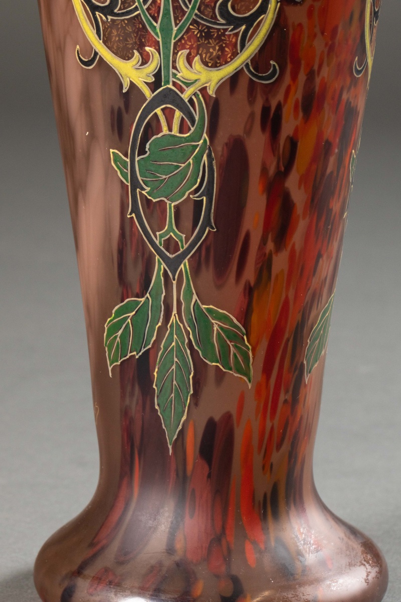 Art Nouveau Vase In Enameled Glass -photo-7