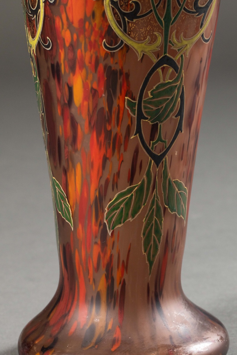 Art Nouveau Vase In Enameled Glass -photo-8