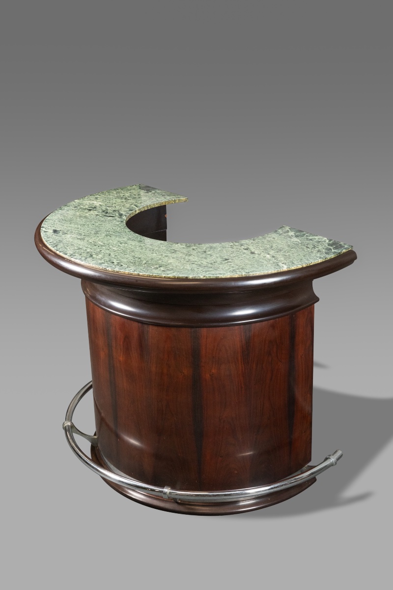 Bar semi-circulaire plateau en marbre avec deux tabourets -photo-3