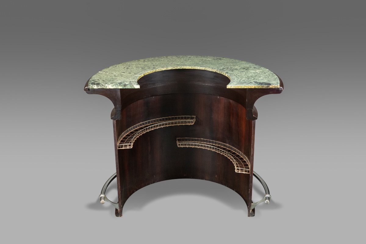 Bar semi-circulaire plateau en marbre avec deux tabourets -photo-3