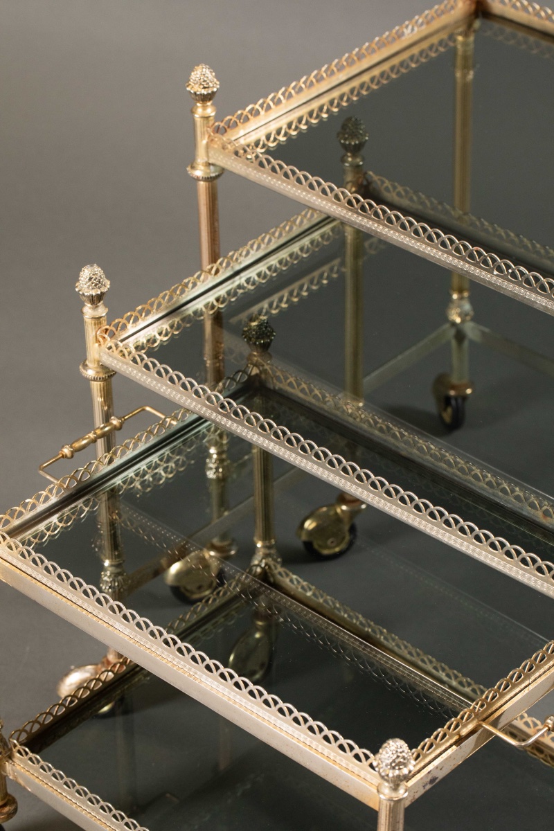 Set Of Three Nesting Rolling Tables-photo-2