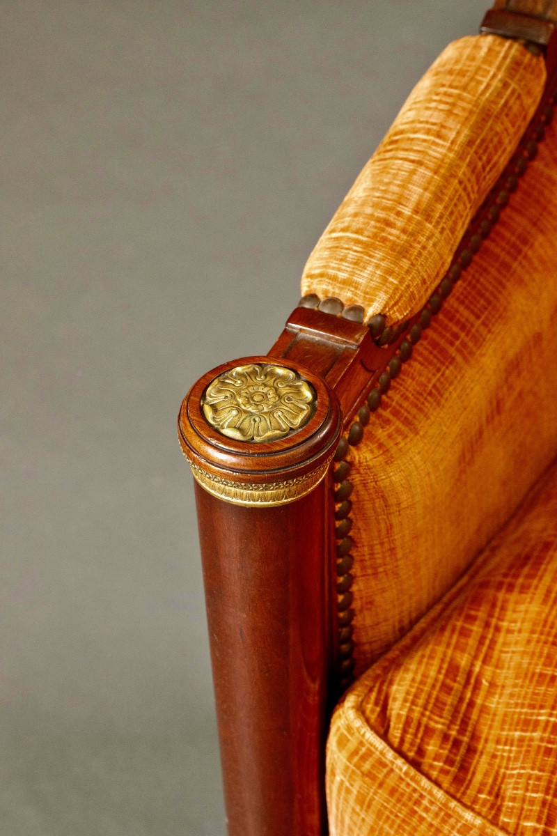 Pair Of Mahogany Gondola Armchairs, Empire Period – Early 19th Century-photo-3