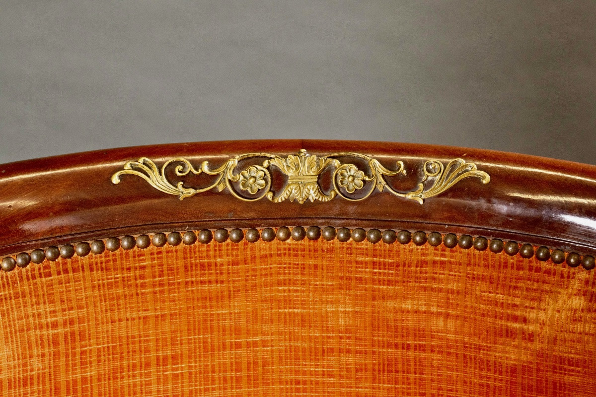 Pair Of Mahogany Gondola Armchairs, Empire Period – Early 19th Century-photo-4