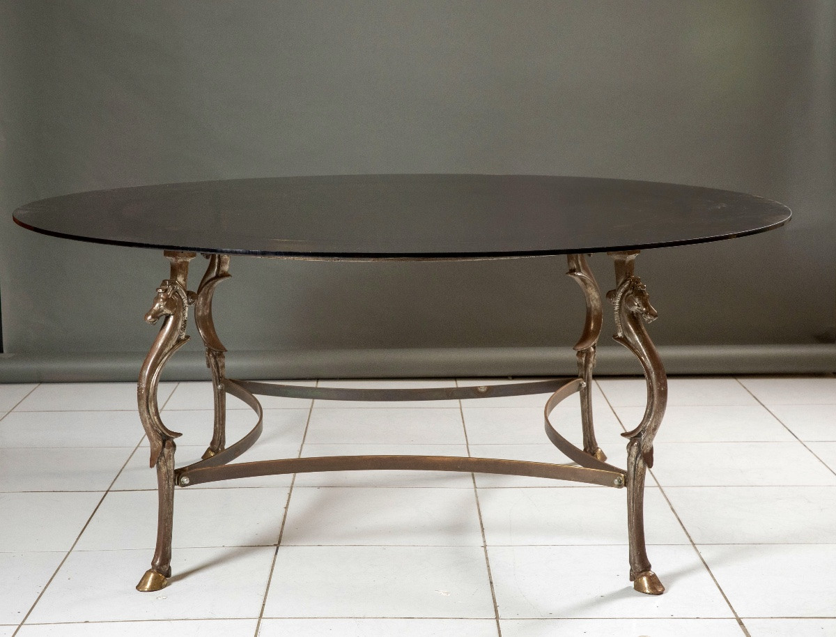 Grande table de salle à manger à décor de têtes de chevaux  France, vers 1940-photo-3