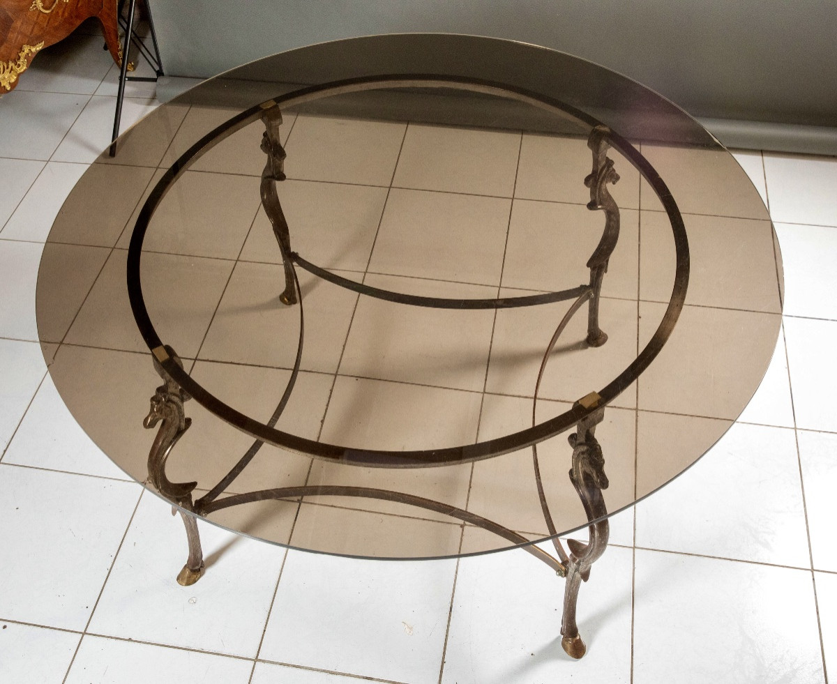 Grande table de salle à manger à décor de têtes de chevaux  France, vers 1940-photo-8