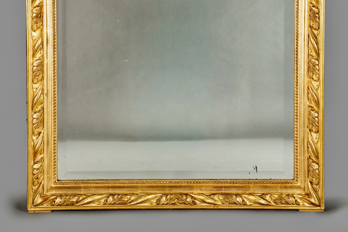 Large Carved And Gilded Wooden Fireplace Mirror-photo-3