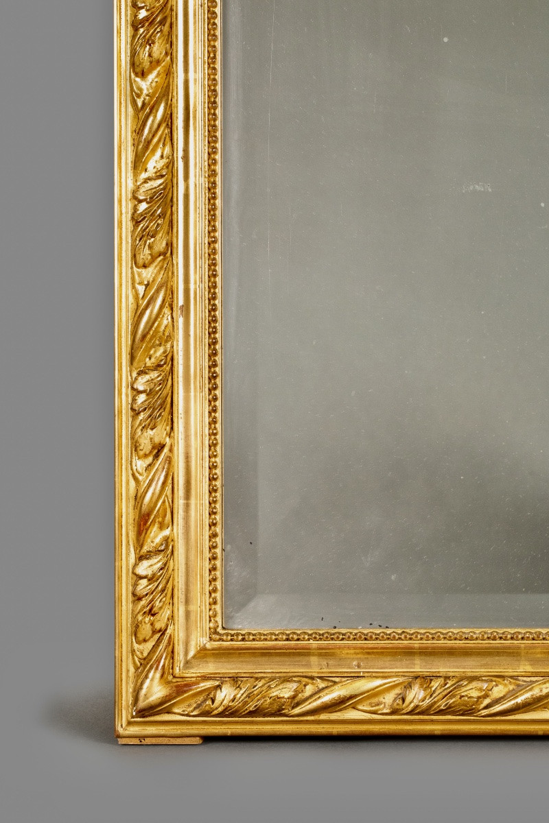 Large Carved And Gilded Wooden Fireplace Mirror-photo-1