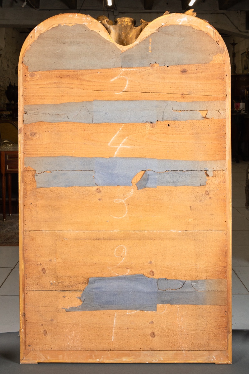 Large Carved And Gilded Wooden Fireplace Mirror-photo-3