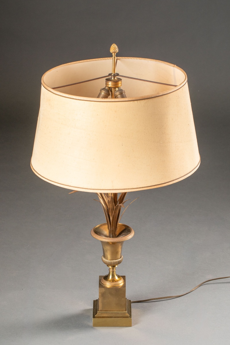 Lampe de table en bronze doré à décor végétal – France, vers 1950-1970-photo-2