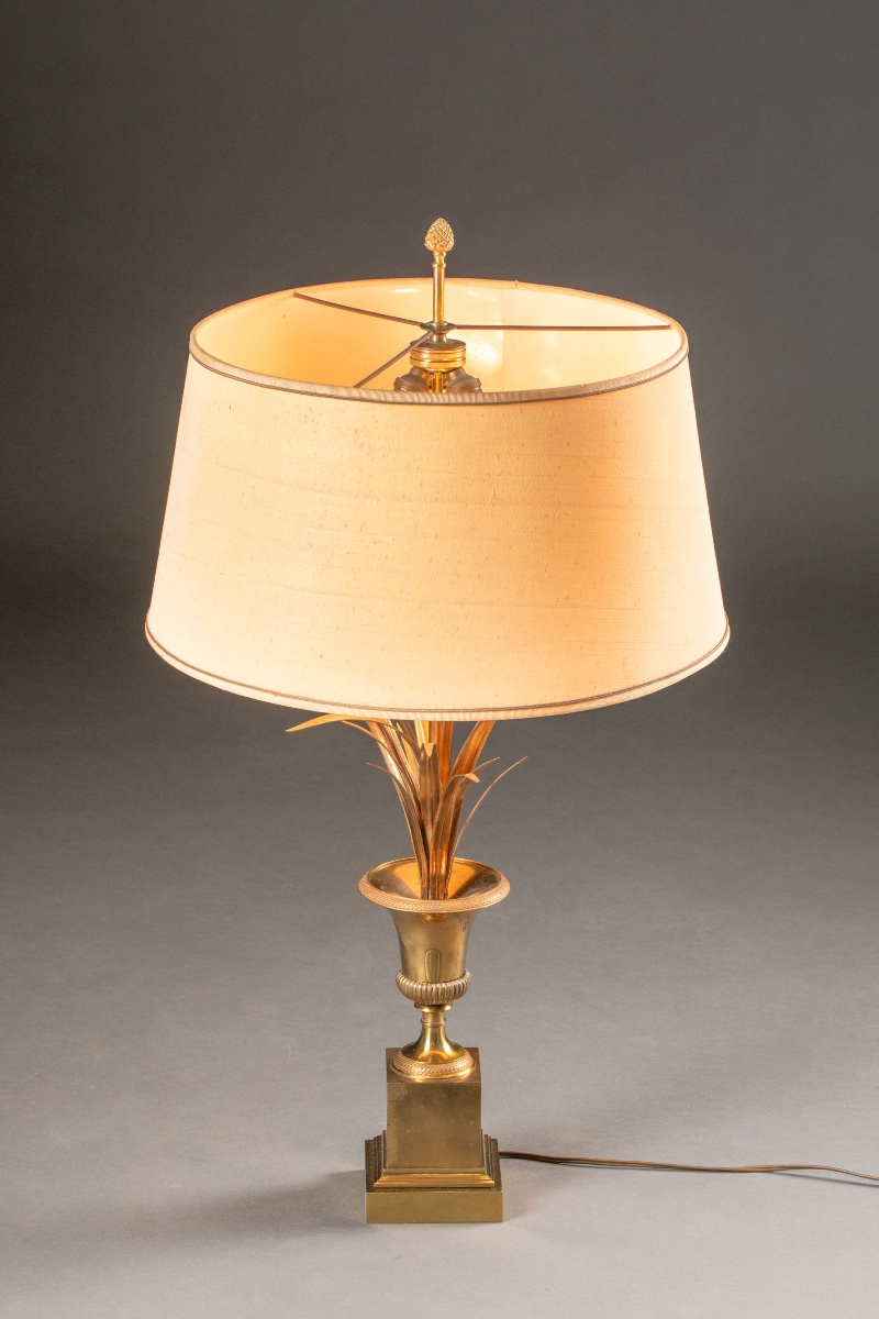 Lampe de table en bronze doré à décor végétal – France, vers 1950-1970-photo-3