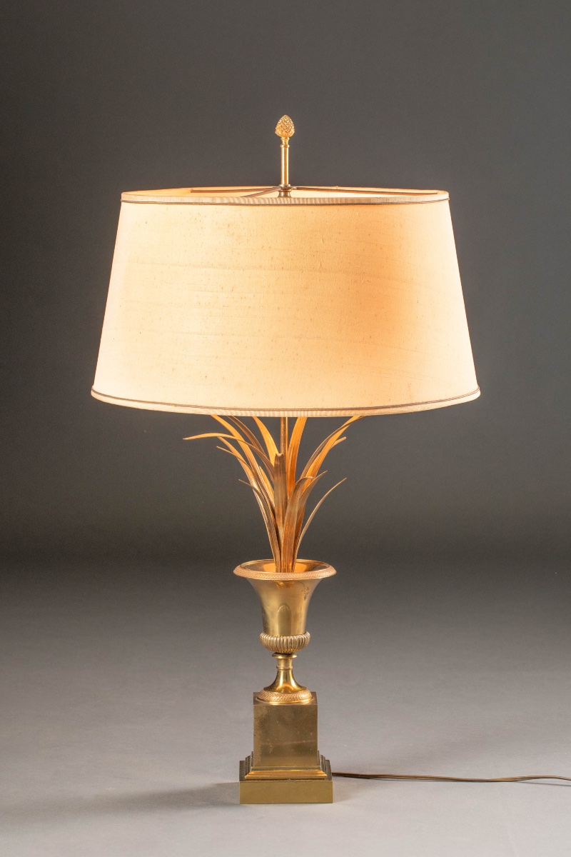 Lampe de table en bronze doré à décor végétal – France, vers 1950-1970-photo-4