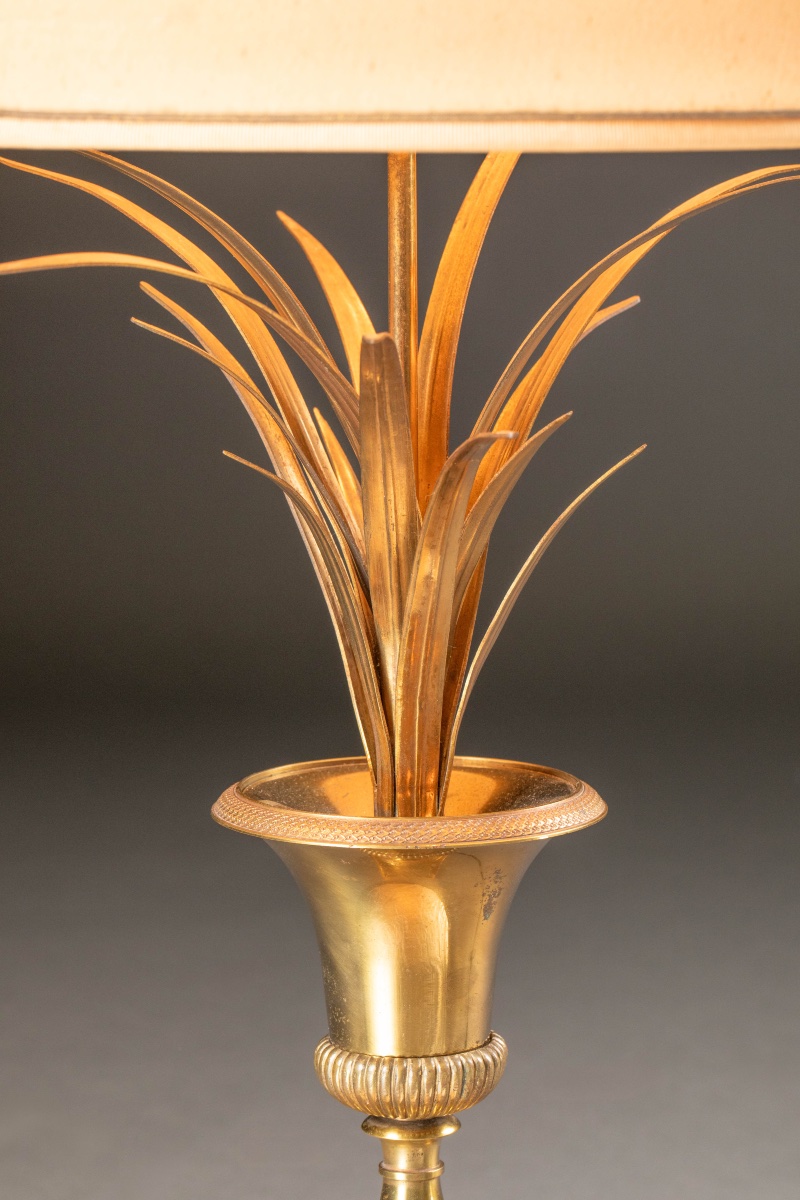 Lampe de table en bronze doré à décor végétal – France, vers 1950-1970-photo-2