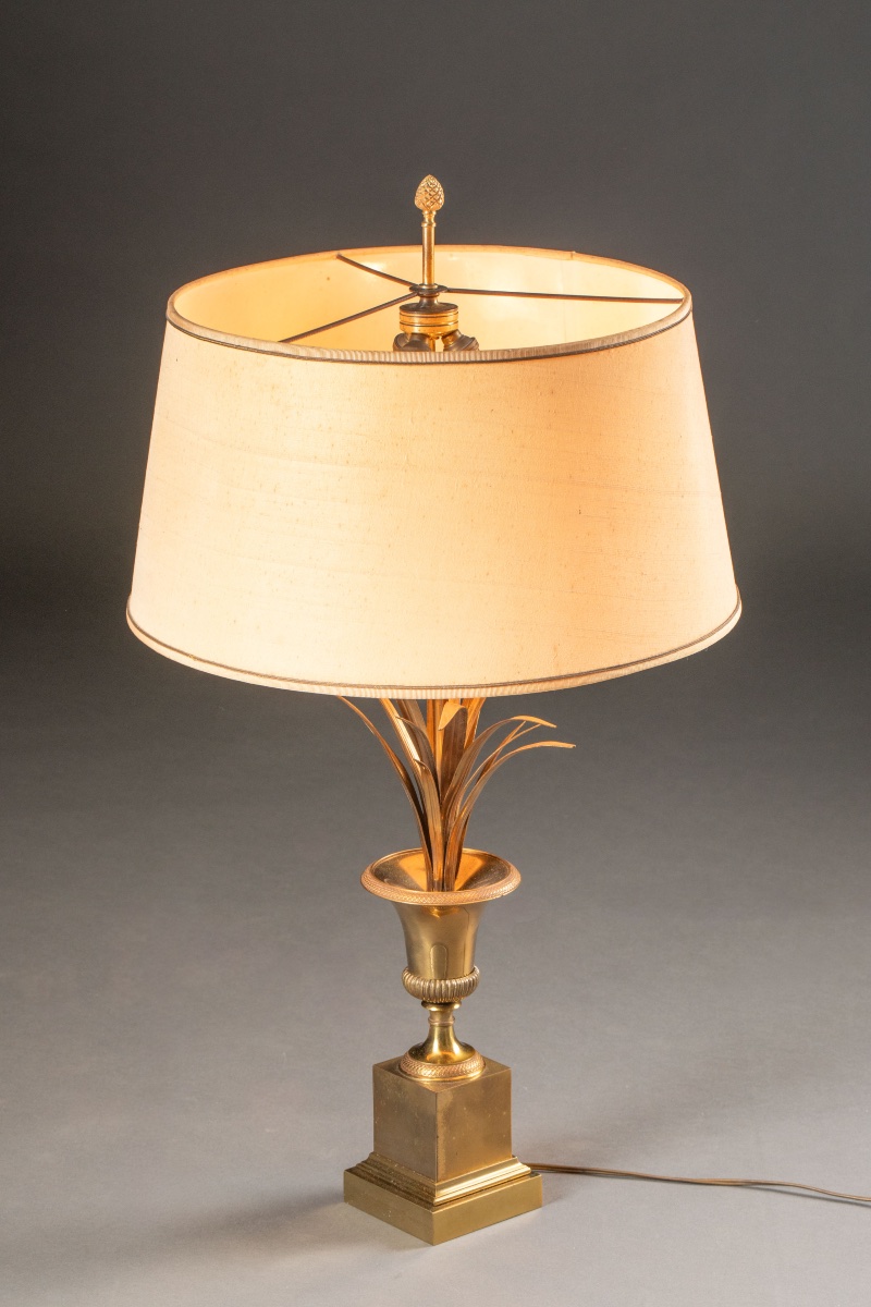 Lampe de table en bronze doré à décor végétal – France, vers 1950-1970-photo-3