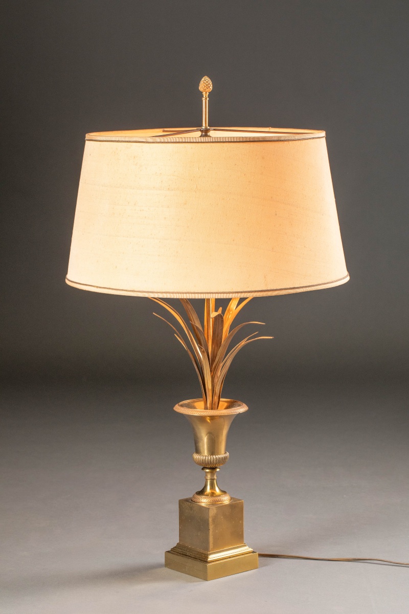 Lampe de table en bronze doré à décor végétal – France, vers 1950-1970-photo-4