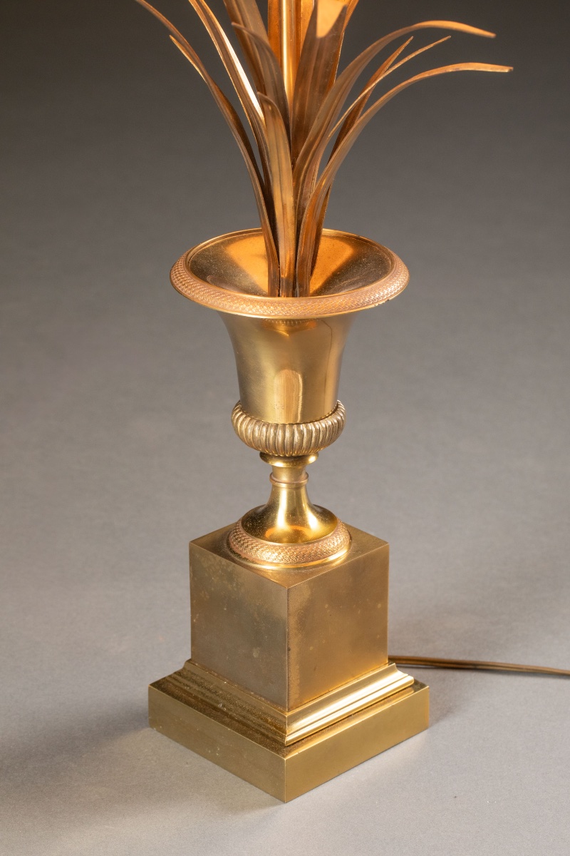 Lampe de table en bronze doré à décor végétal – France, vers 1950-1970-photo-5