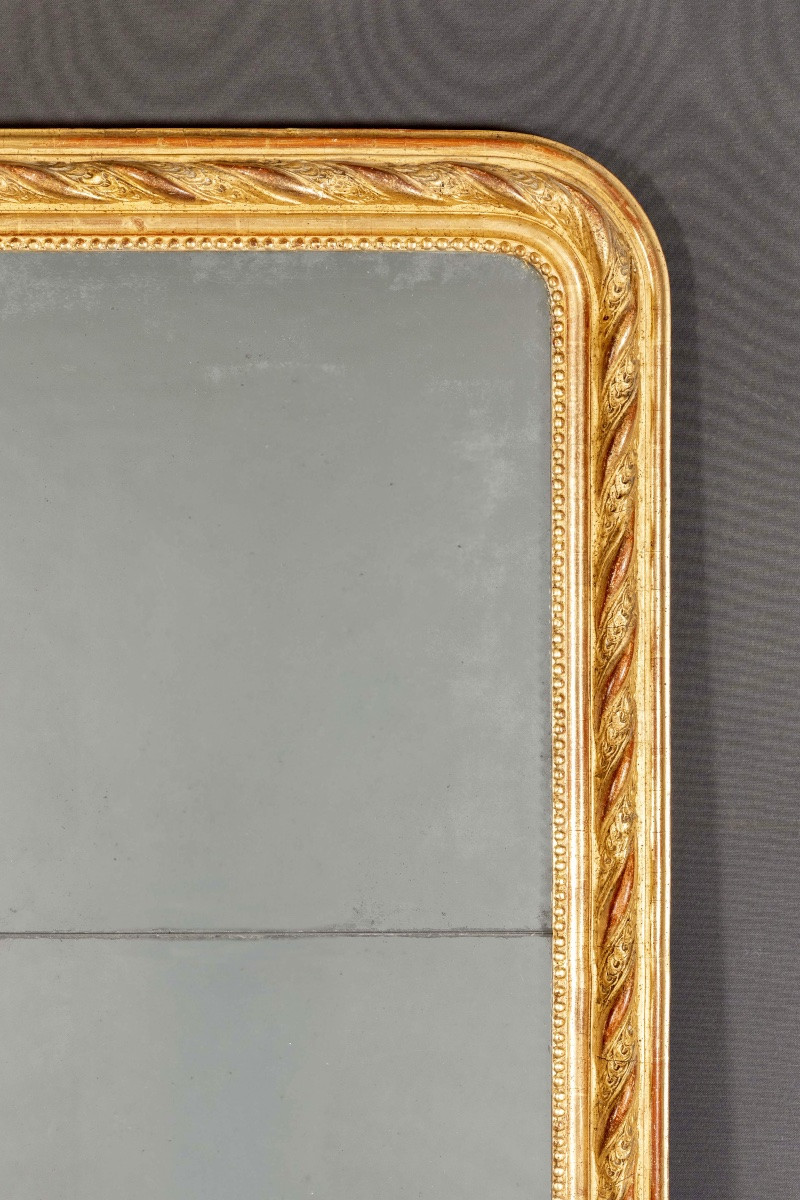 Grande glace Louis-Philippe au mercure en bois doré – XIXe siècle-photo-3