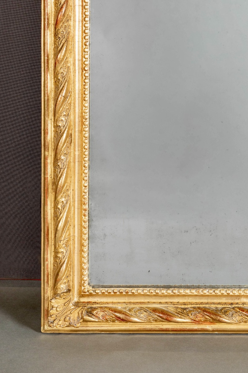 Grande glace Louis-Philippe au mercure en bois doré – XIXe siècle-photo-4