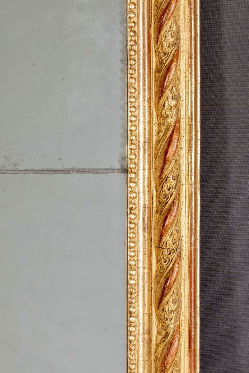 Grande glace Louis-Philippe au mercure en bois doré – XIXe siècle-photo-2