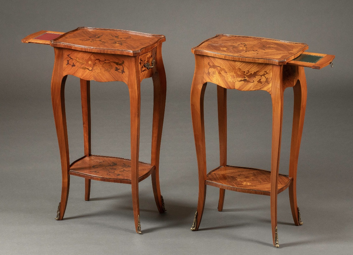 Pair Of Louis XV Style Side Tables - 20th Century-photo-2