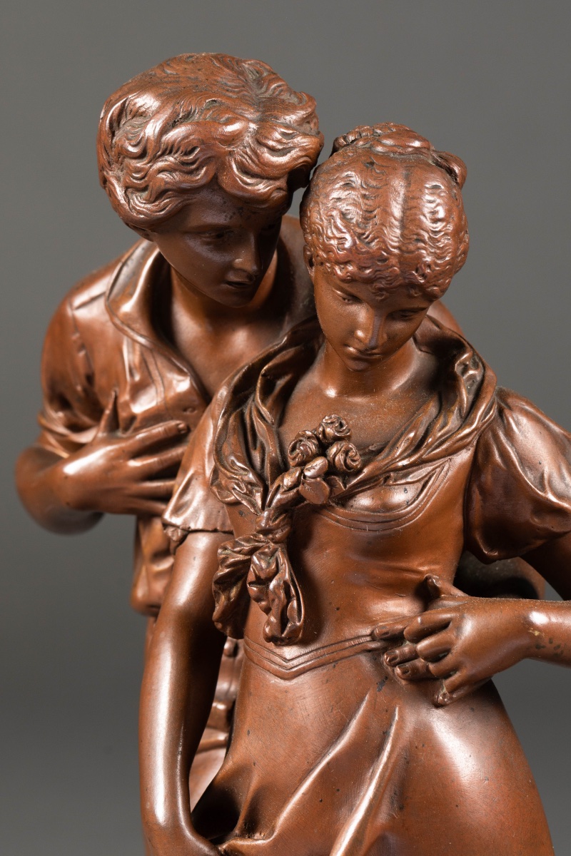 Luca Madrassi (1848-1919) – Les Amoureux  Bronze à patine brune, fin du XIXe siècle Hauteur 32-photo-4