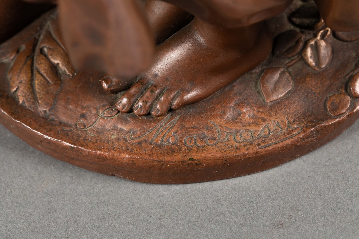 Luca Madrassi (1848-1919) – Les Amoureux  Bronze à patine brune, fin du XIXe siècle Hauteur 32-photo-3